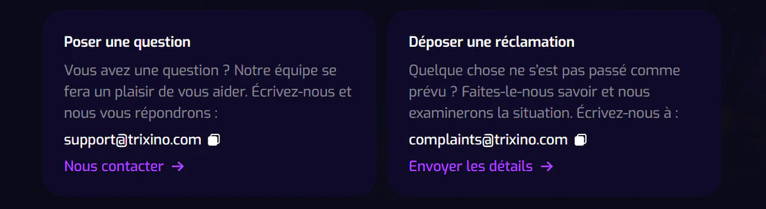 Parler à un humain chez Trixino Casino